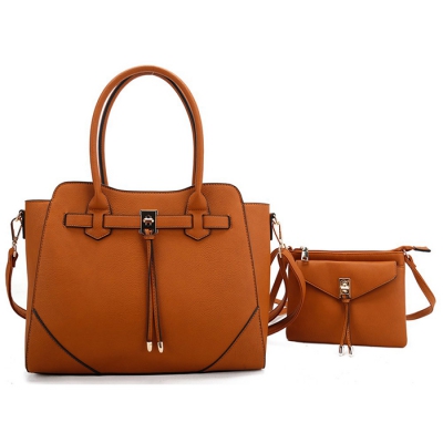 La Terre 2-in-1 Tote & Crossbody Set, 2Pcs Fashion Handbags for Women, Vegan Leather with Tassel Turn-Lock